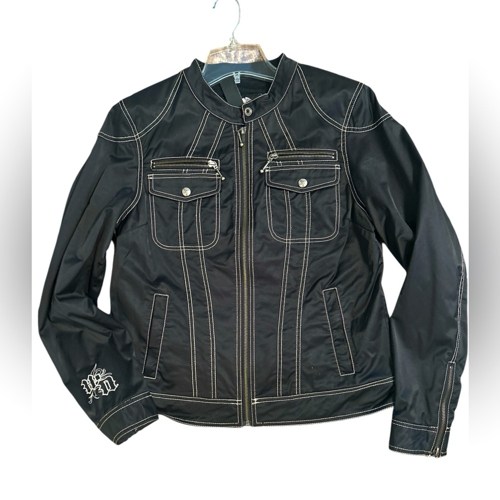 Harley Davidson Zip Jacket Black bedazzled Blue
EMBROIDERED Women’s L Baddie - Picture 4 of 14